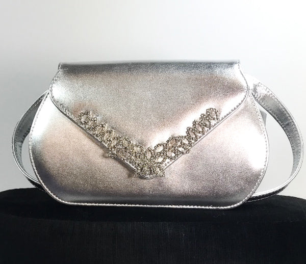 Amara Flapover Clutch Peerless Gold Lustrous Silver With Handle | Lovetobag